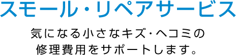 スモール・リペアサービス 気になる小さなキズ・ヘコミの修理費用をサポートします。