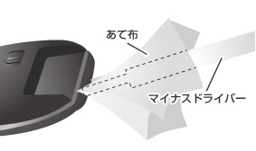 スリットにマイナスの精密ドライバーを差し込み、ひねって上下に分解させます。