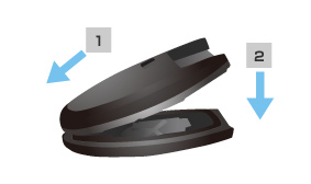組み付けるときは、ふたの先端を合わせてから上下を組み付けします。