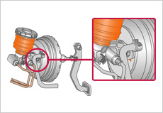 ブレーキ装置内部の損傷により、ブレーキ液漏れを起こしていることが考えられます。