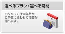 選べるプラン・選べる期間

								おクルマの使用年数やご予算に合わせて期間が選べます。